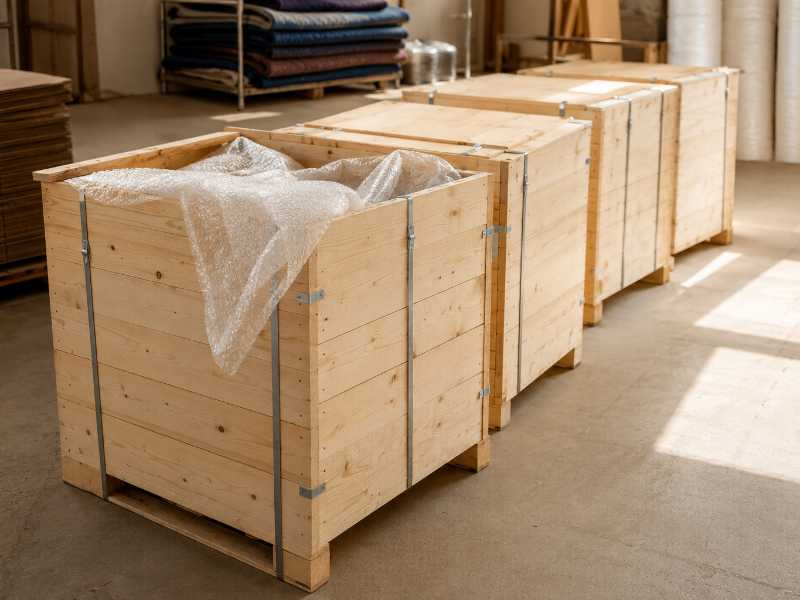 Caisses maritimes et emballage renforcé du mobilier avant expédition